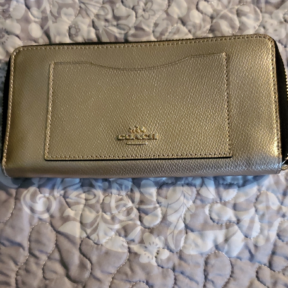 Coach Metallic Gold Accordian Zipper Wallet